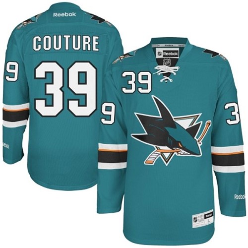 Mens Reebok San Jose Sharks 39 Logan Couture Authentic Teal Green Home NHL Jersey